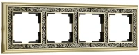 Рамка 4 местная золото - черная металл Gracia Werkel W0041430