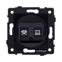 Розетка двойная RJ11 + RJ45 Cat.6, черный Kollinger REA-011BK для Aspekt, Eleganz, Reflex