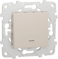 Выключатель 1-клавишный кнопочный с подсветкой схема 1а 10A Unica NEW Schneider Electric бежевый NU520644N