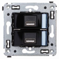 USB зарядка2 порта тип А 2100х2 mA черная DKC Avanti 4402543