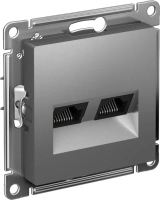 Розетка двойная Systeme Electric AtlasDesign компьютерная RJ45+RJ45 кат. 6А, механизм, СТАЛЬ ATN000988