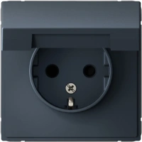 Розетка с заземлением со шторками с крышкой, 16А, IP20 Systeme Electric ArtGallery, грифель GAL000746