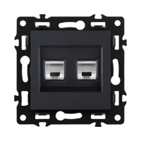 Розетка двойная Ethernet RJ45 Cat.6, черный бархат Brionilux серия G (GP018BK)