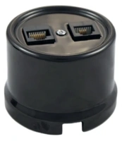Розетка телефонная/компютерная RJ11 | RJ45 Черная Bironi B1-303-03