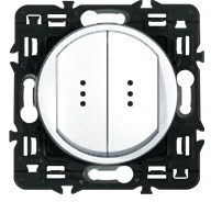 Выключатель влагозащищенный IP44 двухклавишный с подсветкой Legrand Celiane 67001х2 | 67804 | 67686 | 80251