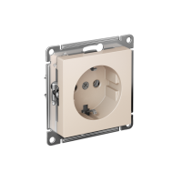 Розетка Systeme Electric AtlasDesign с заземлением без шторок, 16А, мех., быстрозажим. клем., БЕЖЕВЫЙ ATN000243S