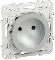 Розетка 2P со шторками 16 A Odace Schneider Electric алюминий S53R033