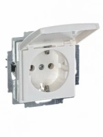 Розетка 220v с крышкой белая ABB Basic 55 2CKA002018A0350
