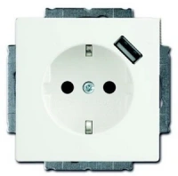 Розетка 220v с usb 1 портом белая ABB Basic 55 2CKA002011A6193
