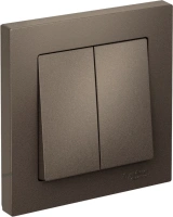 Выключатель 2-клавишный Systeme Electric AtlasDesign, сх.5, 10АХ, в сборе, быстрозажим. клем., МОККО ATN000652S