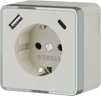 Розетка с заземлением, шторками и USB тип A+C Gallant слоновая кость Werkel Накладные механизмы Gallant слоновая кость W5071703