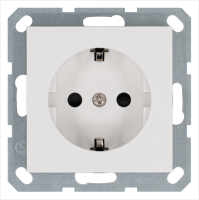 Розетка SCHUKO© с защитными шторками 16A 250V~ 2P+T, цвет белый глянцевый Jasmart G5501W