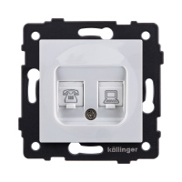 Розетка двойная RJ11 + RJ45 Cat.6, белый Kollinger REA-011WH для Aspekt, Eleganz, Reflex