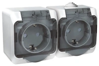 Розетка двойная с заземлением со шторками 16А Systeme Electric Etude, БЕЛЫЙ PA16-244B