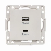 Зарядка usb 2 порта тип А-C 2100 mA белая EKF EYR-2USB-type-C