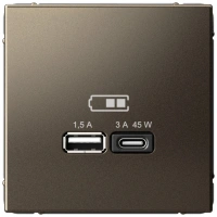Высокоскоростная розетка USB А+С Systeme Electric ArtGallery мокко GAL000629