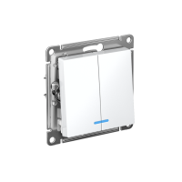 Выключатель 2-клавишный с подсветкой Systeme Electric Atlas Design 10АХ, лотос ATN001353