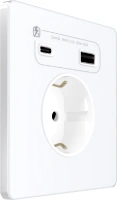 Розетка С/У с ЗК и зар.устр.USB А+С 20Вт (250В, 16А, защ.шторки), Арктический лед Systeme Electric Infinity (FSE000132)