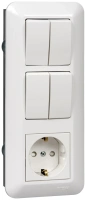Блок розетки с выключателем Systeme Electric Blanca С/У с зазем.+ 2-клав.+ 2-клав, БЕЛЫЙ, розн.уп. BK2VR-008B-BI