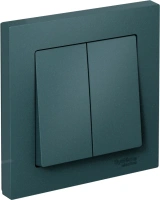 Выключатель 2-клавишный Systeme Electric AtlasDesign, сх.5, 10АХ, в сборе, быстрозажим. клем., ИЗУМРУД ATN000852S