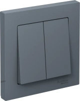 Выключатель 2-клавишный Systeme Electric AtlasDesign, сх.5, 10АХ, в сборе, быстрозажим. клем., ГРИФЕЛЬ ATN000752S