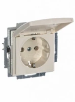 Розетка 220v с крышкой бежевая ABB Basic 55 2CKA002018A0351