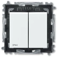 Выключатель 2-клав. ABB Levit белый - дымчатый чёрный 2CHH595940A4062
