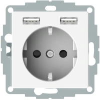 Розетка Schuko с 2 USB 2.4 A Schneider Electric Merten Systeme M, полярно-белый MTN2366-0319
