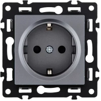 Розетка штепсельная 16A/250 В, со шторкой серый бархат Brionilux серия G Plast (GP014GY)