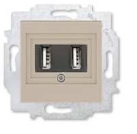 Розетка зарядка usb 2 порта ABB Levit кофе макиато - белый 2CHH290040A6018