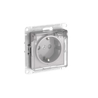 Розетка Systeme Electric AtlasDesign AQUA с зазем. со шт. с прозрач. крыш,16А,IP44, мех., быстрозажим. клем.,АЛЮМИНИЙ ATN440346S