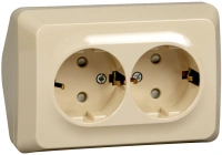 Розетка двойная угловая с заземлением со шторками 16А Systeme Electric Etude, кремовый PA16-108K