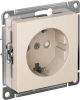 Розетка Systeme Electric AtlasDesign с заземлением со шторками, 16А, механизм, быстрозажим. клем., БЕЖЕВЫЙ ATN000245S