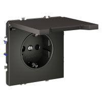 Розетка с заземлением с защитными шторками с крышкой Voltum S70 пластик титан Soft touch 16А (VLS040306)