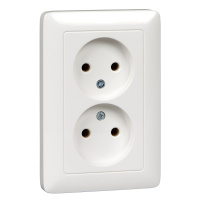 Розетка двойная без заземления 16А Systeme Electric Hit, БЕЛЫЙ RS16-235-B