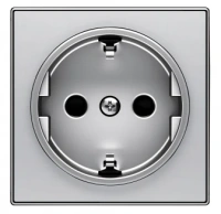 Розетка 220v c/з и шторками алюминий ABB Sky Niessen 2CLA818800A1001|2CLA858800A1301