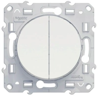 Выключатель двухклавишный 10 AX Odace Schneider Electric белый S52R211