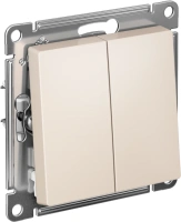 Выключатель 2-клавишный Systeme Electric AtlasDesign, сх.6+6, 10АХ, мех., быстрозажим. клем., БЕЖЕВЫЙ ATN000265S