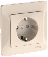 Розетка Systeme Electric Glossa с заземлением со шторками, 16А, в сборе, быстрозажим. клем., БЕЖЕВЫЙ GSL000244S