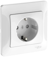 Розетка Systeme Electric Glossa с заземлением со шторками, 16А, в сборе, быстрозажим. клем., БЕЛЫЙ GSL000144S