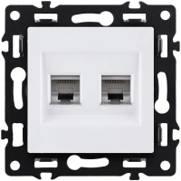 Розетка двойная Ethernet RJ45 Cat.6, белый Kollinger Asthetik AS-018WH