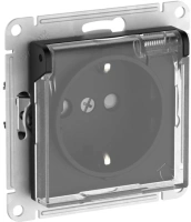 Розетка Systeme Electric AtlasDesign AQUA с зазем. со шт. с прозрач. крыш,16А,IP44, мех., быстрозажим. клем., КАРБОН ATN441046S