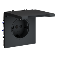 Розетка с заземлением с защитными шторками с крышкой Voltum S70 пластик графит Soft touch 16А (VLS040307)