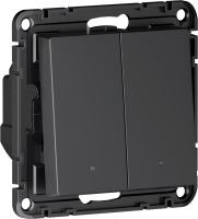 Умный выключатель проходной двухклавишный с подсветкой Zigbee 10А, L+N, Systeme Electric AtlasDesign Smart карбон ATN001053Z