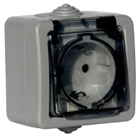Розетка одноместная Schuko IP54, накладного монтажа Jasmart JM021P