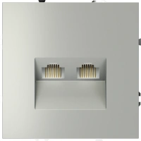 Розетка компьютерная двойная RJ45+RJ45 кат.6 Voltum S70 сталь Soft touch пластик (VLS060205)