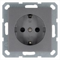 Розетка SCHUKO© с защитными шторками 16A 250V~ 2P+T, цвет Алюминий Jasmart G5501S