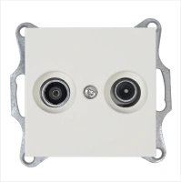 Розетка TV+FM Φ9.5mm проходная с накладкой, цвет слоновая кость Jasmart G6205V