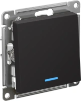 Выключатель 1-клавишный Systeme Electric AtlasDesign с подсветкой, сх.6а, 10АХ, мех., быстрозажим. клем., КАРБОН ATN001063S