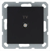 Розетка TV Φ9.5mm проходная с накладкой, цвет черный матовый (soft touch) Jasmart G6002PB